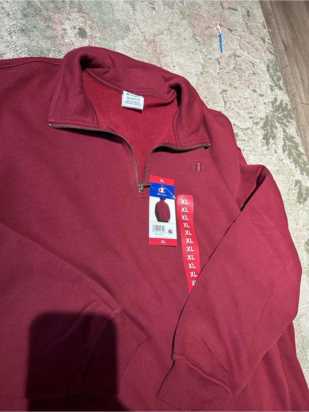 Champion Men's Half-Zip Pullover Sweatshirt - Burgundy